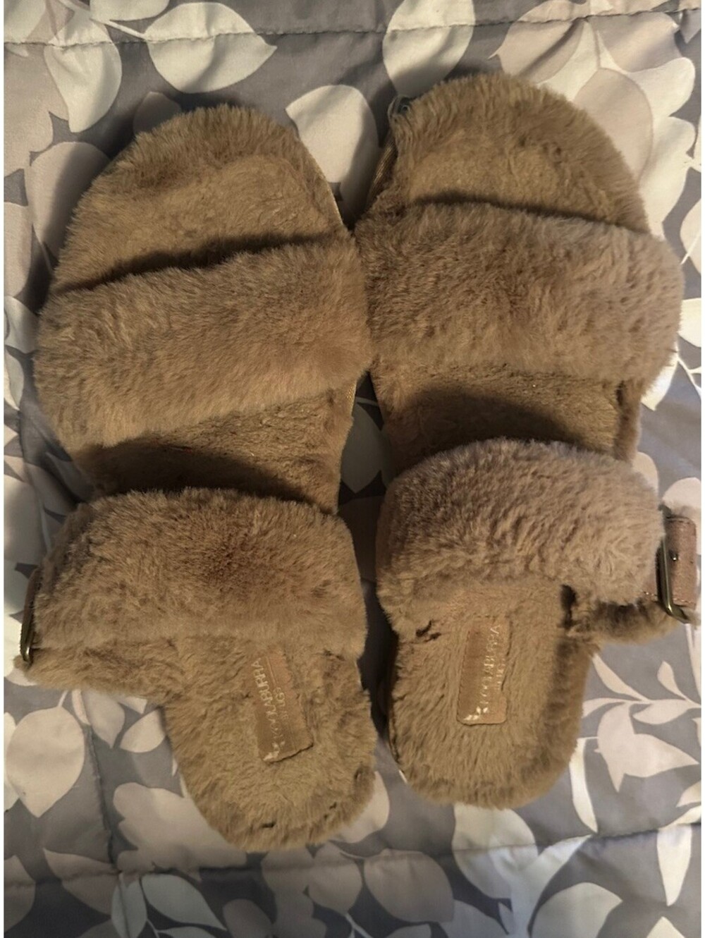 Kookaburra By Ugg Brown/Tan Fuzzy Slippers Sandals Size 9 Or 10 Tag Missing